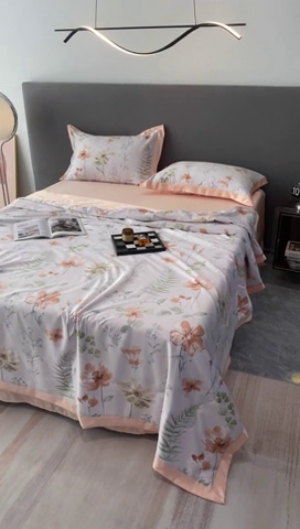 91家纺网 家纺一手货源 找家纺 棉生活 2023新款3M贡缎工艺天丝夏被四件套 苏沫 棕