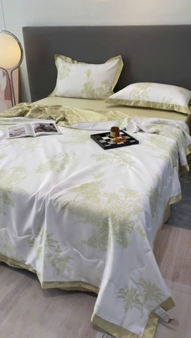 91家纺网 家纺一手货源 找家纺 棉生活 2023新款3M贡缎工艺天丝夏被四件套 洛林 绿