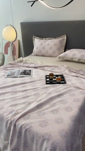 91家纺网 家纺一手货源 找家纺 棉生活 2023新款3M贡缎工艺天丝夏被四件套 温莎 粉