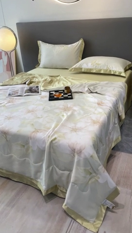 91家纺网 家纺一手货源 找家纺 棉生活 2023新款3M贡缎工艺天丝夏被四件套 香蜜 绿