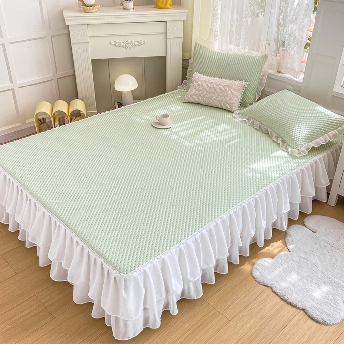 91家纺网 家纺一手货源 找家纺 （总）米莱 2023新款冰豆豆双层花边凉席款