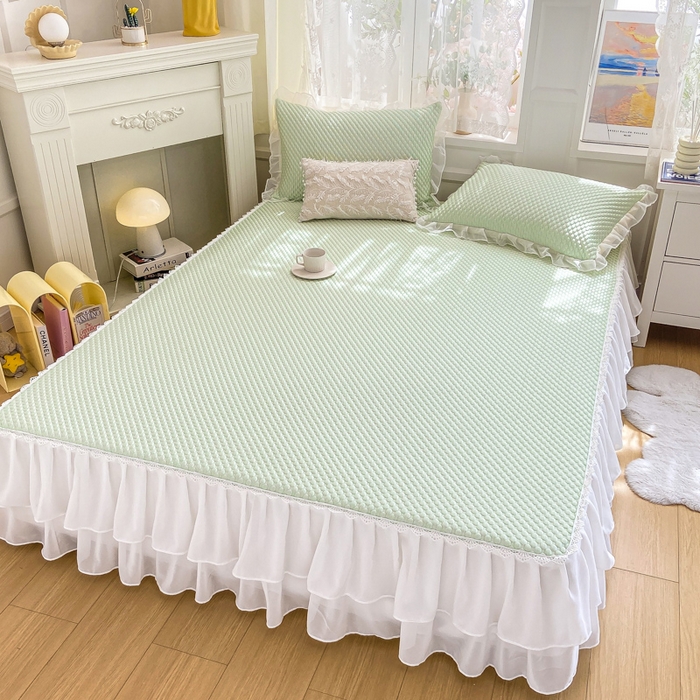 91家纺网 家纺一手货源 找家纺 （总）米莱 2023新款冰豆豆双层花边凉席款