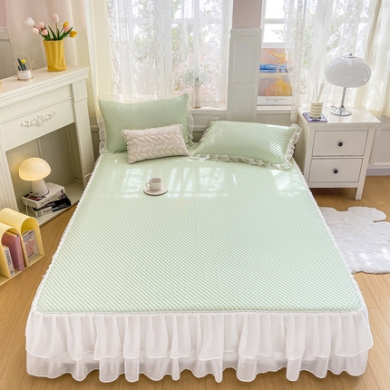 米莱 2023新款冰豆豆双层花边凉席款 薄荷绿