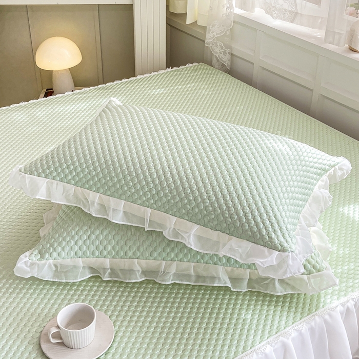 91家纺网 家纺一手货源 找家纺 （总）米莱 2023新款冰豆豆双层花边凉席款