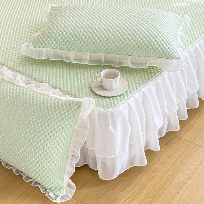 91家纺网 家纺一手货源 找家纺 （总）米莱 2023新款冰豆豆双层花边凉席款