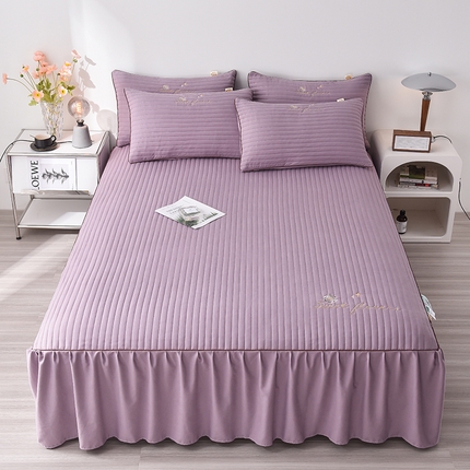 91家纺网 家纺一手货源 找家纺 好眠好梦家纺 2023新款星光A类天竺棉床裙系列 优雅紫