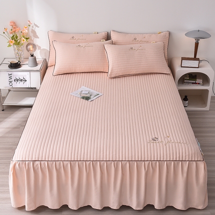 91家纺网 家纺一手货源 找家纺 好眠好梦家纺 2023新款星光A类天竺棉床裙系列 裸色