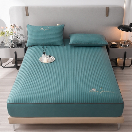 91家纺网 家纺一手货源 找家纺 好眠好梦家纺 2023新款星光--天竺棉床笠 孔雀绿