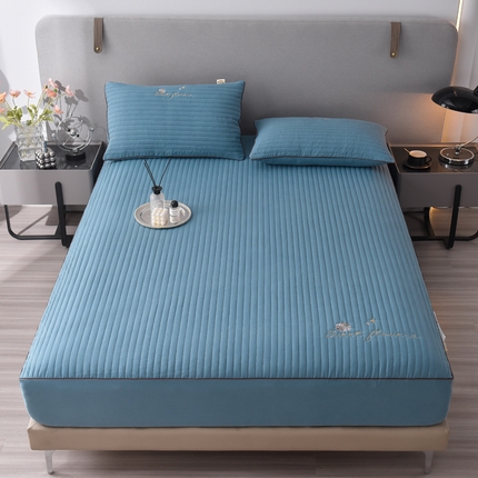 91家纺网 家纺一手货源 找家纺 好眠好梦家纺 2023新款星光--天竺棉床笠 雅青蓝