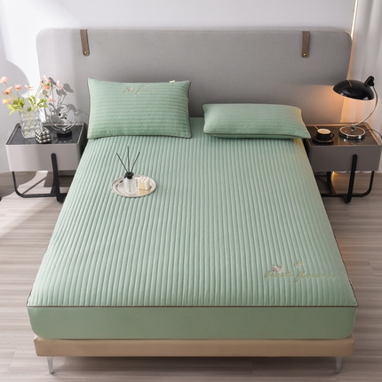 91家纺网 家纺一手货源 找家纺 好眠好梦家纺 2023新款星光--天竺棉床笠 若竹绿