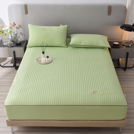 91家纺网 家纺一手货源 找家纺 好眠好梦家纺 2023新款星光--天竺棉床笠 牛油果绿