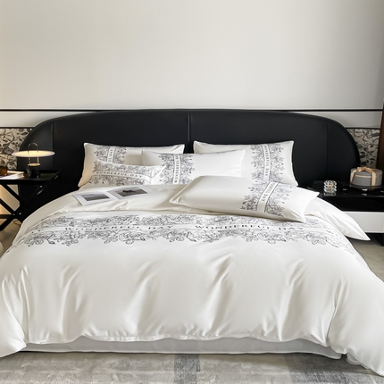 91家纺网 家纺一手货源 找家纺 红嘴企鹅  2025新款水洗真丝四件套 置身花海