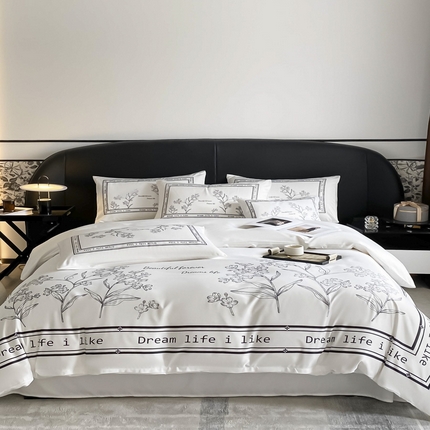 91家纺网 家纺一手货源 找家纺 红嘴企鹅  2025新款水洗真丝四件套 梦想生活