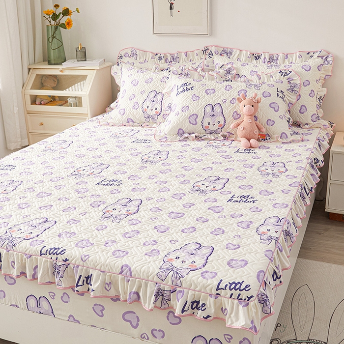 91家纺网 家纺一手货源 找家纺 宜凡2023新款全棉印花床笠三件套 潮派爱心