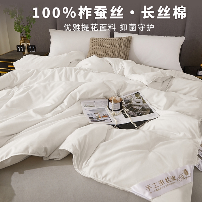 91家纺网 家纺一手货源 找家纺 西域种棉人·千百笠 2023新款蚕丝被100%柞蚕丝被手工蚕丝被 甄选白