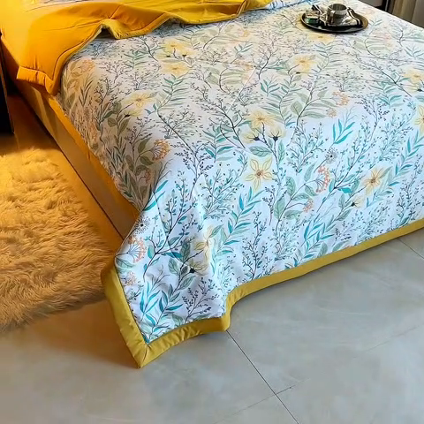 91家纺网 家纺一手货源 找家纺 美丽折家纺 2025新款乳胶被 浅尝春色