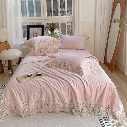 时亿 2023新款100支天丝棉夏被四件套-达琳 俏皮粉
