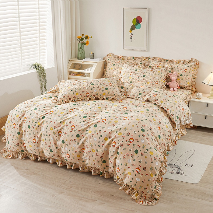 91家纺网 家纺一手货源 找家纺 宜凡 2023新款全棉印花床笠四件套 花琳琅