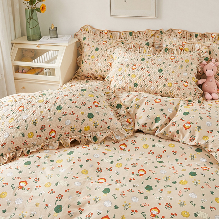 91家纺网 家纺一手货源 找家纺 宜凡 2023新款全棉印花床笠四件套 花琳琅