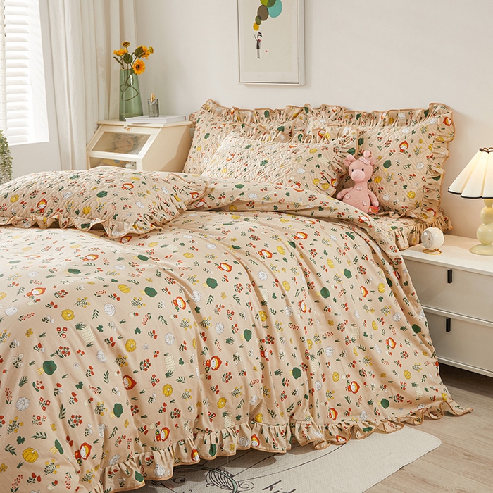 91家纺网 家纺一手货源 找家纺 宜凡 2023新款全棉印花床笠四件套 花琳琅