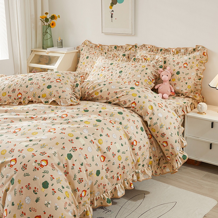 91家纺网 家纺一手货源 找家纺 宜凡 2023新款全棉印花床笠四件套 花琳琅