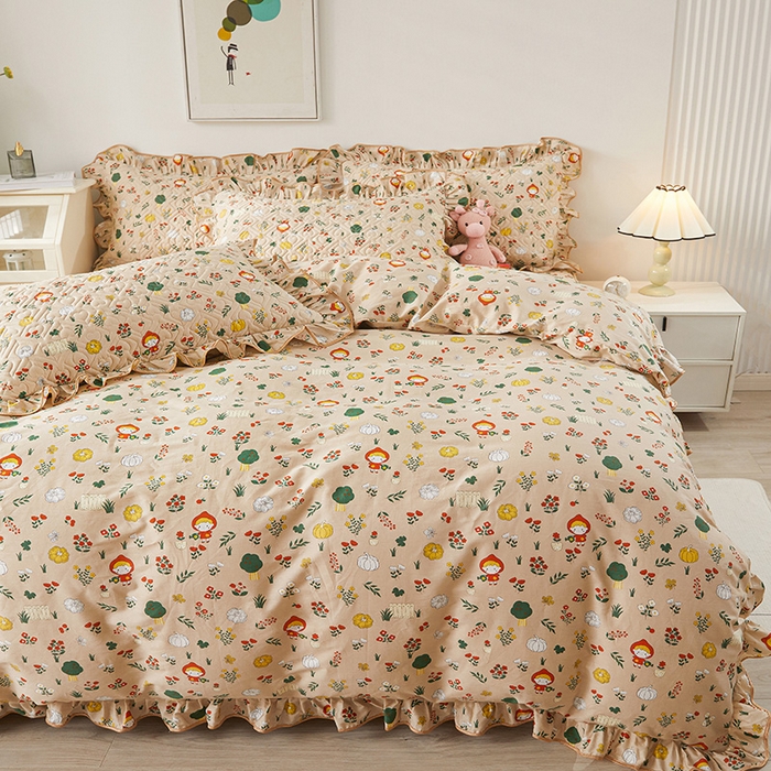 91家纺网 家纺一手货源 找家纺 宜凡 2023新款全棉印花床笠四件套 花琳琅