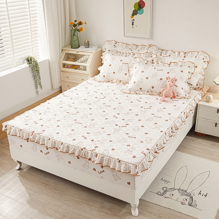 91家纺网 家纺一手货源 找家纺 宜凡 2023新款全棉印花床笠四件套 萌心兔