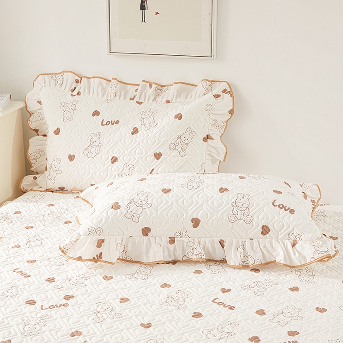 91家纺网 家纺一手货源 找家纺 宜凡 2023新款全棉印花床笠四件套 萌心兔