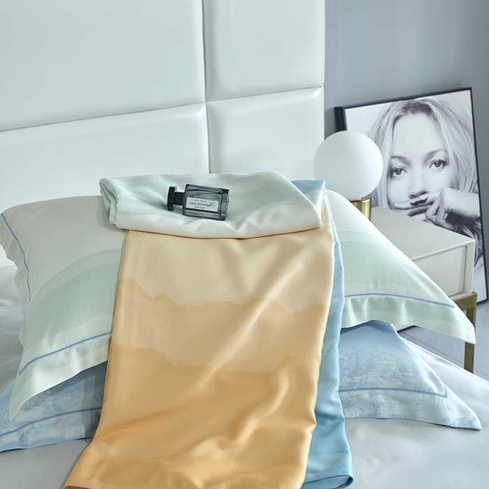 91家纺网 家纺一手货源 找家纺 时亿 2023新款竹纤维天丝软凉席三件套 清风年华 蓝