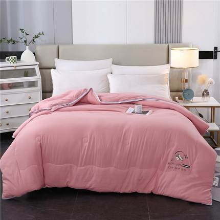 91家纺网 家纺一手货源 找家纺 一博 2024新款大豆被拉链二合一子母被豆沙色