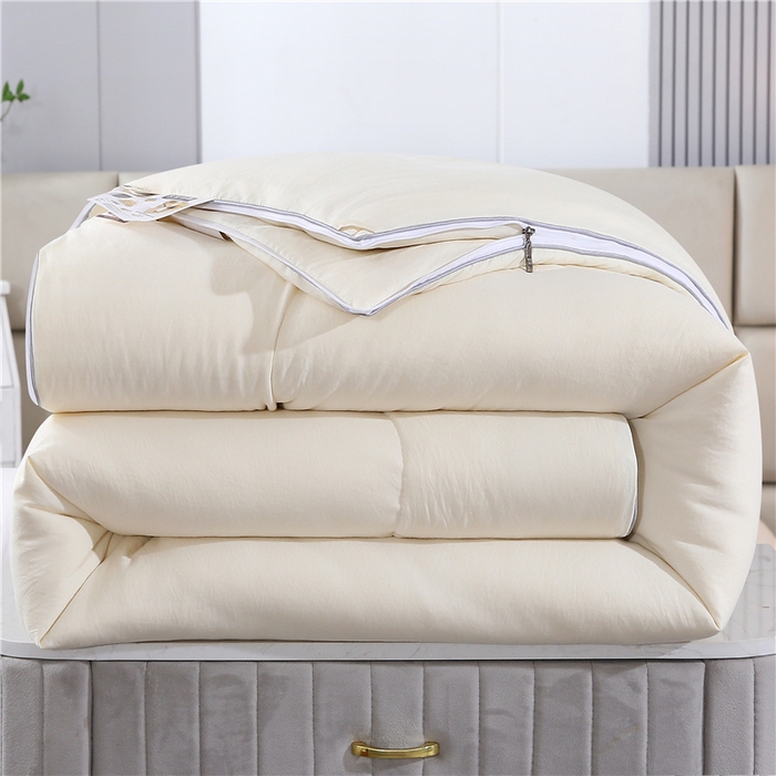 91家纺网 家纺一手货源 找家纺 一博 2024新款大豆被拉链二合一子母被米黄色