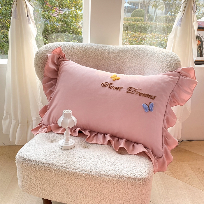 91家纺网 家纺一手货源 找家纺 唐人居 2025新款水洗棉麻刺绣四件套-春意 豆沙