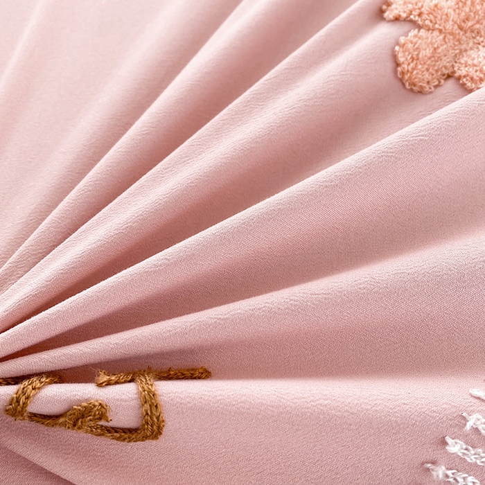 91家纺网 家纺一手货源 找家纺 唐人居 2025新款水洗棉麻刺绣四件套-春意 豆沙