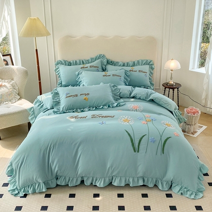 唐人居 2025新款水洗棉麻刺绣四件套-春意 湖兰