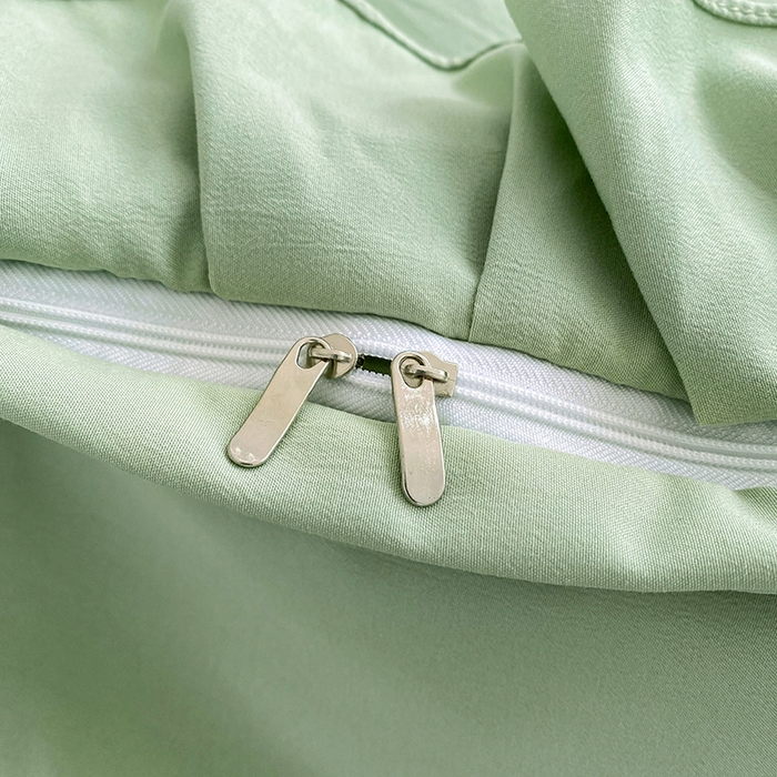 91家纺网 家纺一手货源 找家纺 唐人居 2025新款水洗棉麻刺绣四件套-春意 绿色