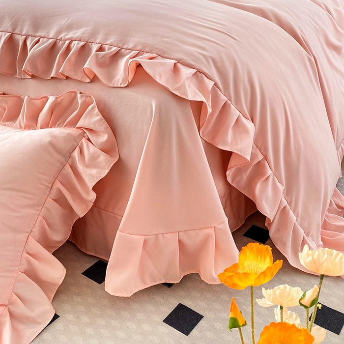 91家纺网 家纺一手货源 找家纺 唐人居 2025新款水洗棉麻刺绣四件套-春意 玉色