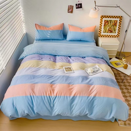 91家纺网 家纺一手货源 找家纺 （总）玖琳  2023新款全棉色织水洗棉四件套