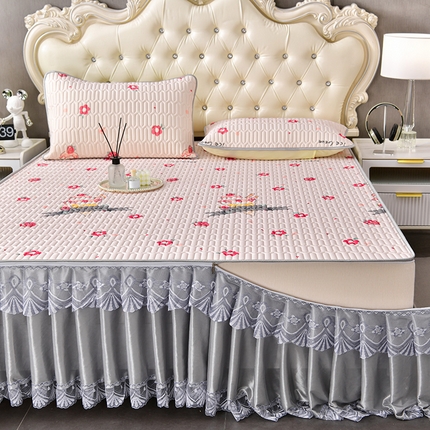 诺梵  23新品可拆卸床裙凉感冰丝乳胶凉席三件套直播爆款 冰淇淋