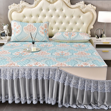 诺梵  24新品可拆卸床裙凉感冰丝乳胶凉席三件套直播爆款 费罗拉