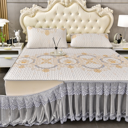 诺梵  24新品可拆卸床裙凉感冰丝乳胶凉席三件套直播爆款 贵族风范