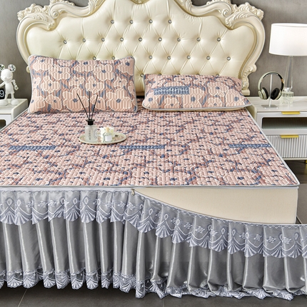 诺梵  24新品可拆卸床裙凉感冰丝乳胶凉席三件套直播爆款 花海