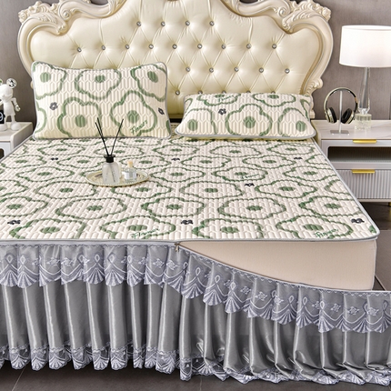 诺梵  24新品可拆卸床裙凉感冰丝乳胶凉席三件套直播爆款 花研