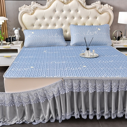 诺梵  24新品可拆卸床裙凉感冰丝乳胶凉席三件套直播爆款 朴素