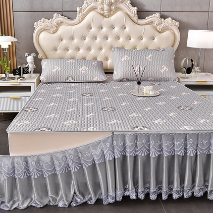 诺梵  24新品可拆卸床裙凉感冰丝乳胶凉席三件套直播爆款 时尚格调