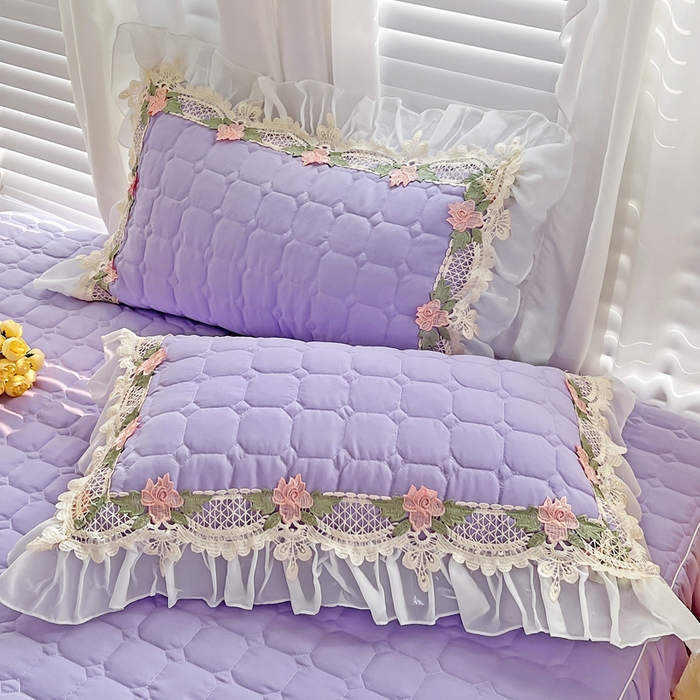 91家纺网 家纺一手货源 找家纺 罗艺轩 2024新款夹棉床裙施华洛系列三件套 施华洛-浅紫