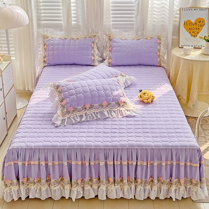 罗艺轩 2024新款夹棉床裙施华洛系列三件套 施华洛-浅紫