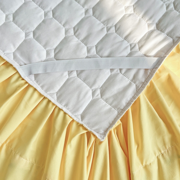 91家纺网 家纺一手货源 找家纺 罗艺轩 2024新款夹棉床裙施华洛系列四件套 施华洛-亮黄