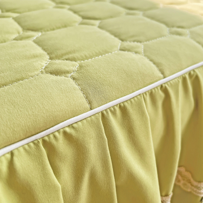 91家纺网 家纺一手货源 找家纺 罗艺轩 2024新款夹棉床裙施华洛系列四件套 施华洛-果绿