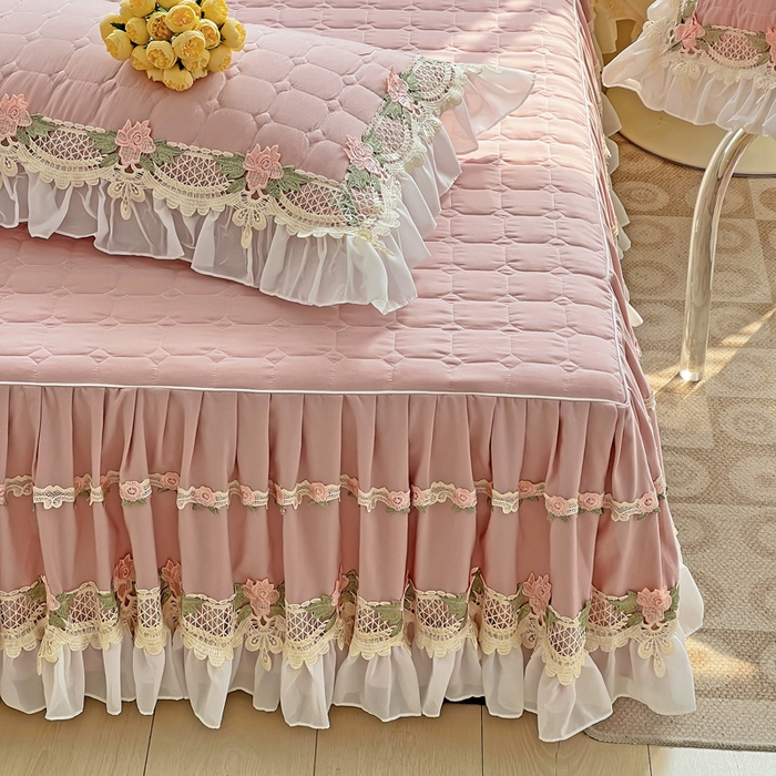 91家纺网 家纺一手货源 找家纺 罗艺轩 2024新款夹棉床裙施华洛系列四件套 施华洛-玉色