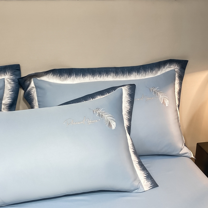 91家纺网 家纺一手货源 找家纺 露梦家纺 大牌轻奢款水洗真丝刺绣数码宽边夏被四件套-羽墨 羽墨-海青